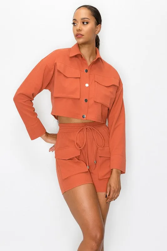 CHIC N' COMFY CROPPED TRUCKER JACKET SET sold by privy