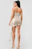 LUXE FOILED KNIT RUFFLED WAVE DRAP MINI DRESS sold by privy