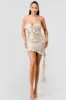 LUXE FOILED KNIT RUFFLED WAVE DRAP MINI DRESS sold by privy