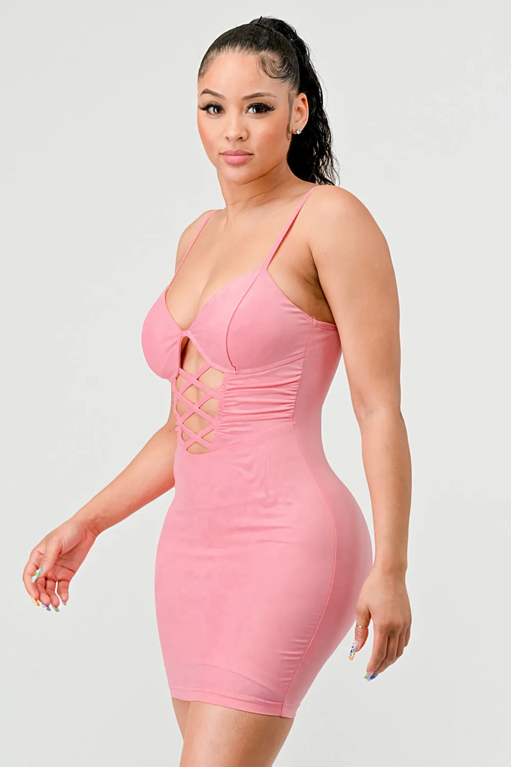 LUX COATING CRISS CROSS BODYCON MINI DRESS sold by privy product image thumbnail 2