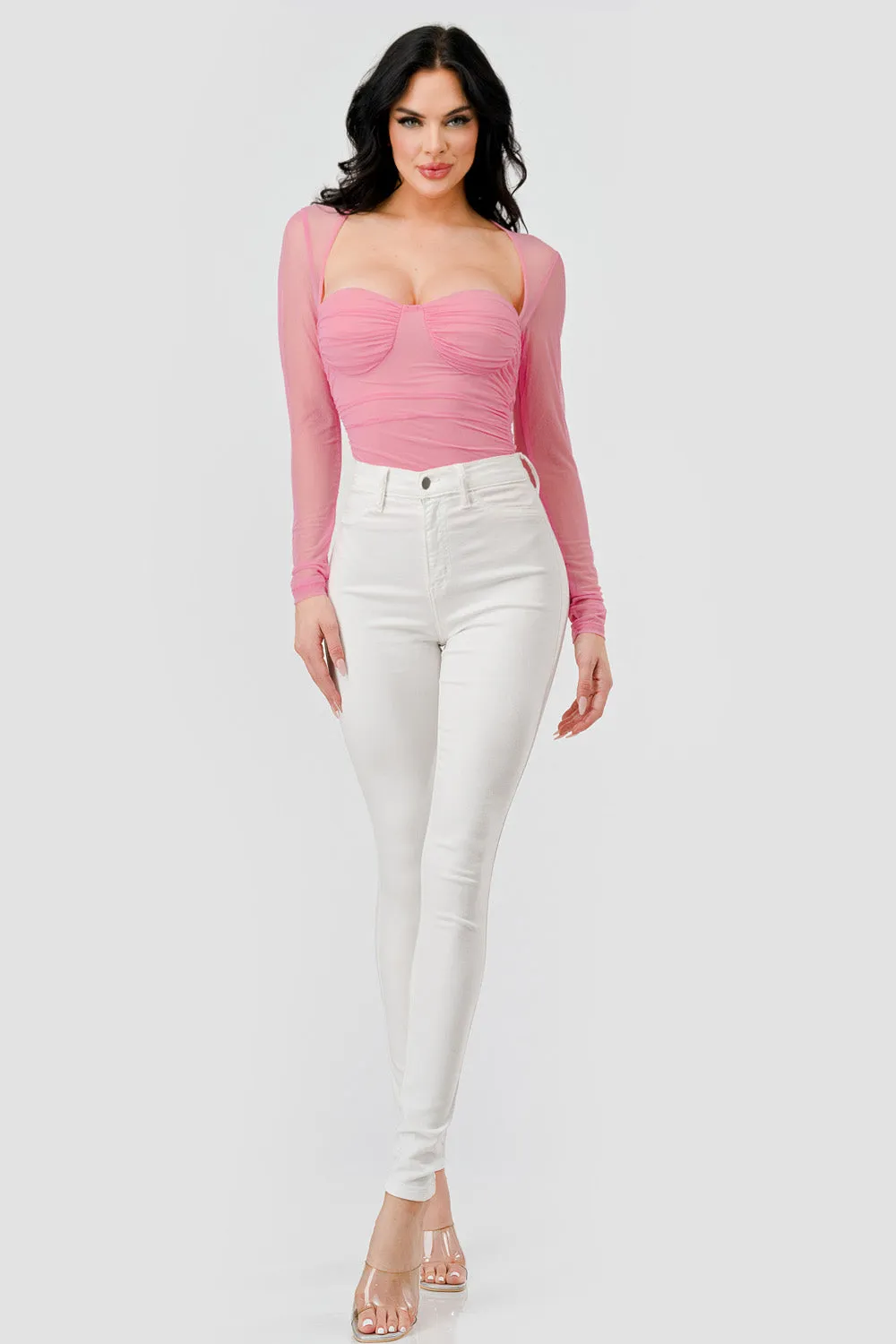 ONION SKIN MESH SWEETHEART SHEER BODYSUIT sold by privy product image thumbnail 5