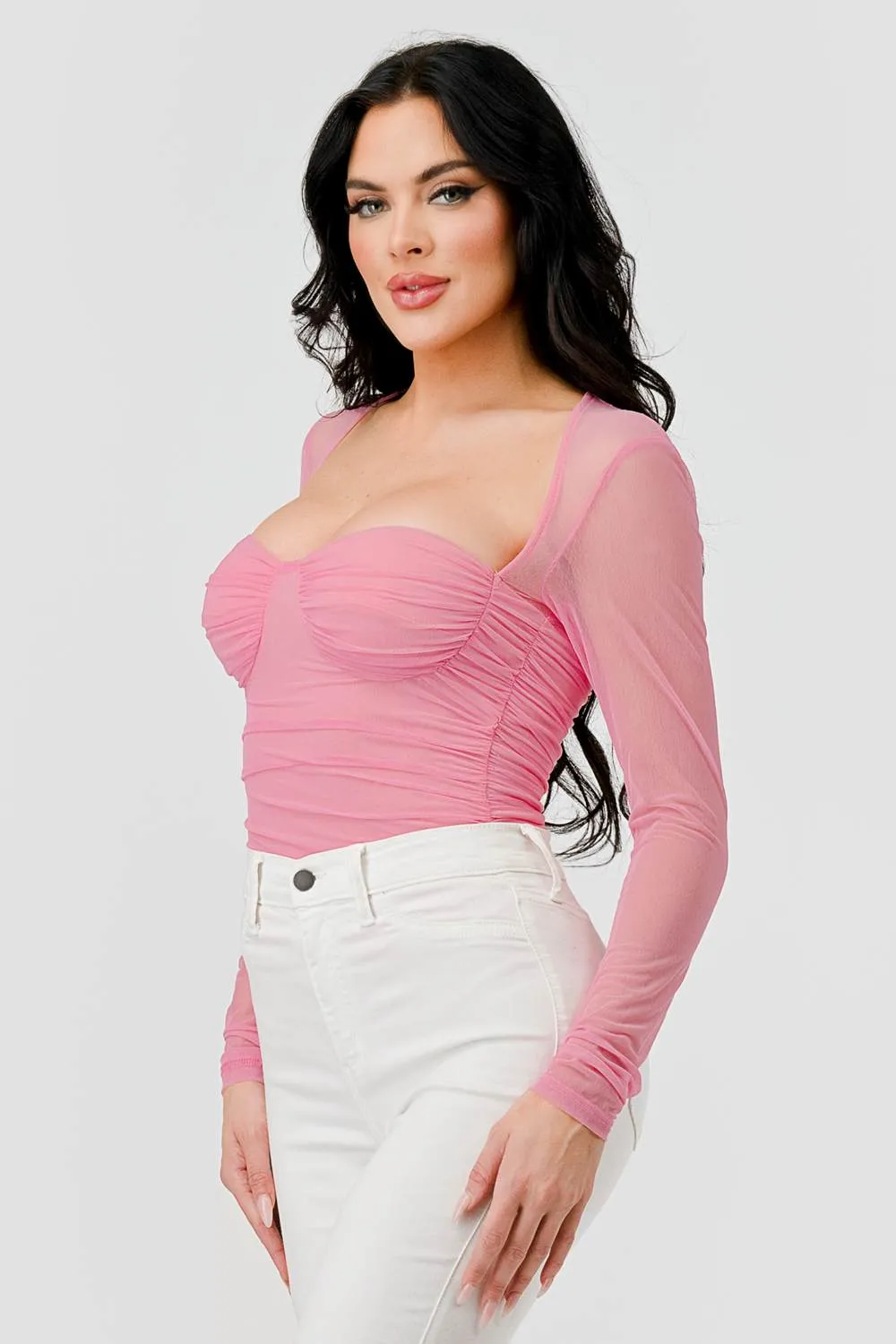 ONION SKIN MESH SWEETHEART SHEER BODYSUIT sold by privy product image thumbnail 2