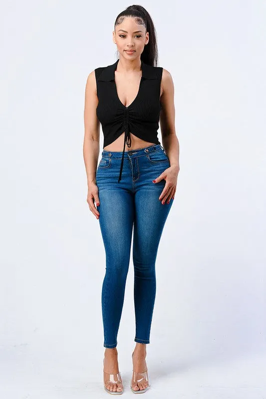 TRENDY FRONT SHIRRING CROPPED TANK TOP sold by privy product image thumbnail 4