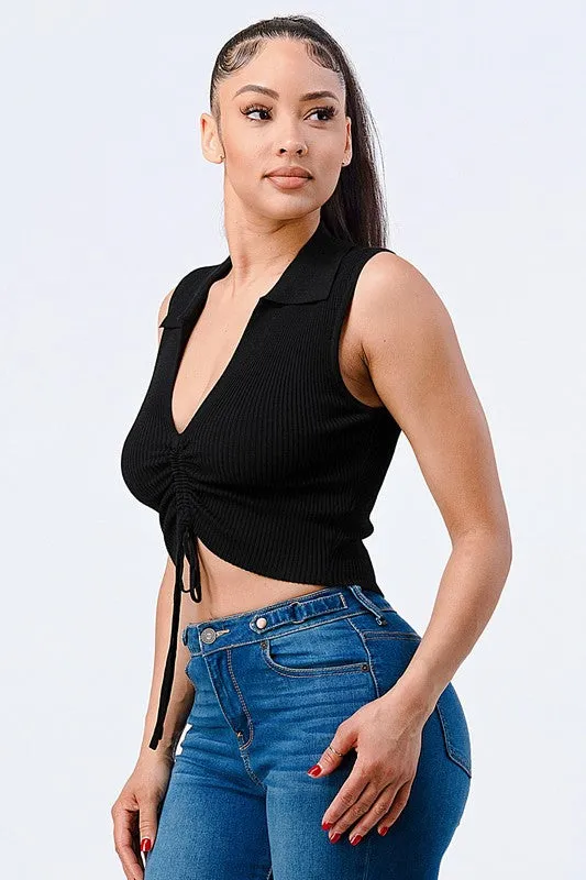 TRENDY FRONT SHIRRING CROPPED TANK TOP sold by privy product image thumbnail 2