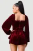 LUXE VELVET BELTED SWEETHEART PEASANT ROMPER sold by privy