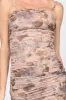 ROMANTIC FLORAL PRINT MESH FOIL RUCHED MIDI DRESS sold by privy