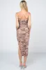 ROMANTIC FLORAL PRINT MESH FOIL RUCHED MIDI DRESS sold by privy