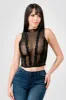 SEXY SEE-THRU THICK MESH RUFFLED DETAIL CROP TOP sold by privy