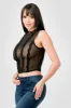 SEXY SEE-THRU THICK MESH RUFFLED DETAIL CROP TOP sold by privy
