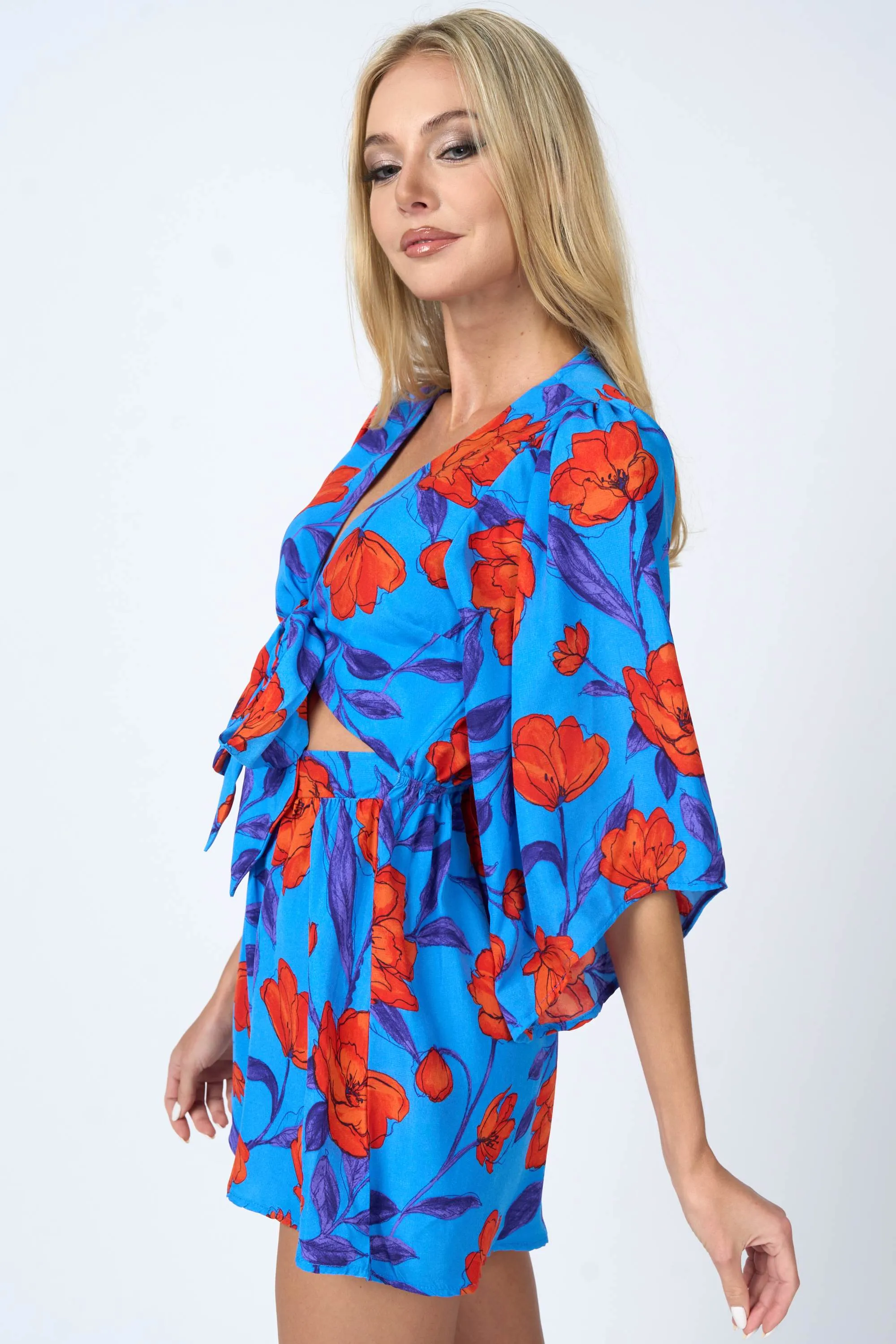 ROMANTIC FLORAL PRINT WOOLPEACH KNOT KIMONO ROMPER sold by privy product image thumbnail 2