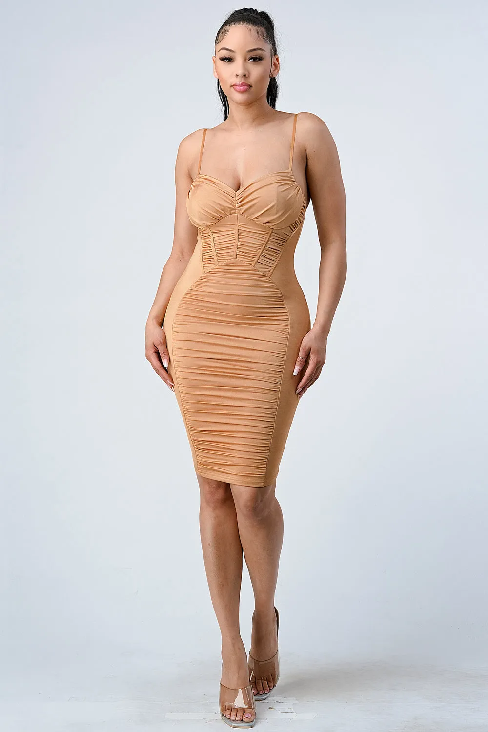 LUX HEAVY CRYSTAL FABRIC SWEETHEART RUCHED DRESS sold by privy product image thumbnail 5