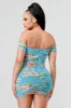 FLORAL MESH PRINT RUFFLED OFF SHOULDER MINI DRESS sold by privy