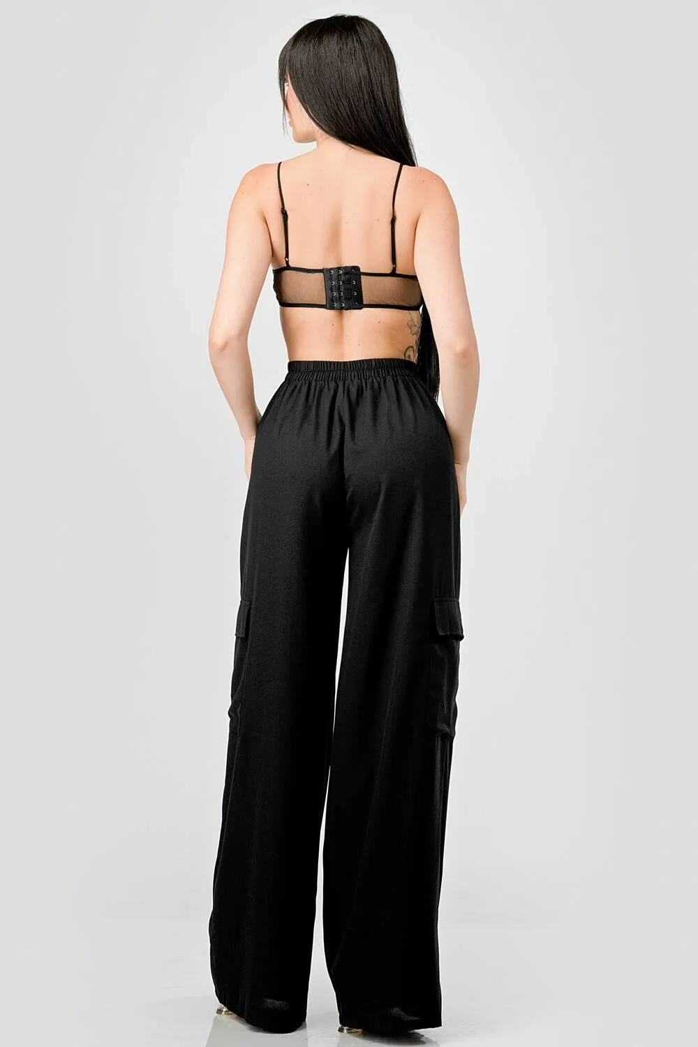 SEXY LENOX CREPE BRALETTE TOP & CARGO PANTS SET sold by privy product image thumbnail 3