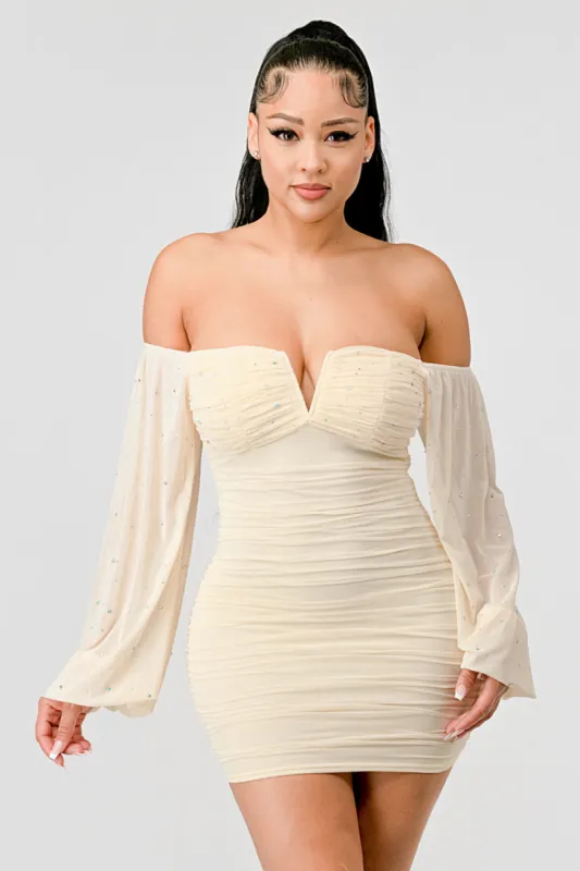 SEXY MESH SWEETHEART OFF SHOULDER MINI DRESS sold by privy