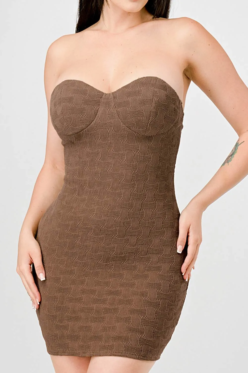 SEXY TEXTURED KINT SWEETHEART TUBE MINI DRESS sold by privy product image thumbnail 5