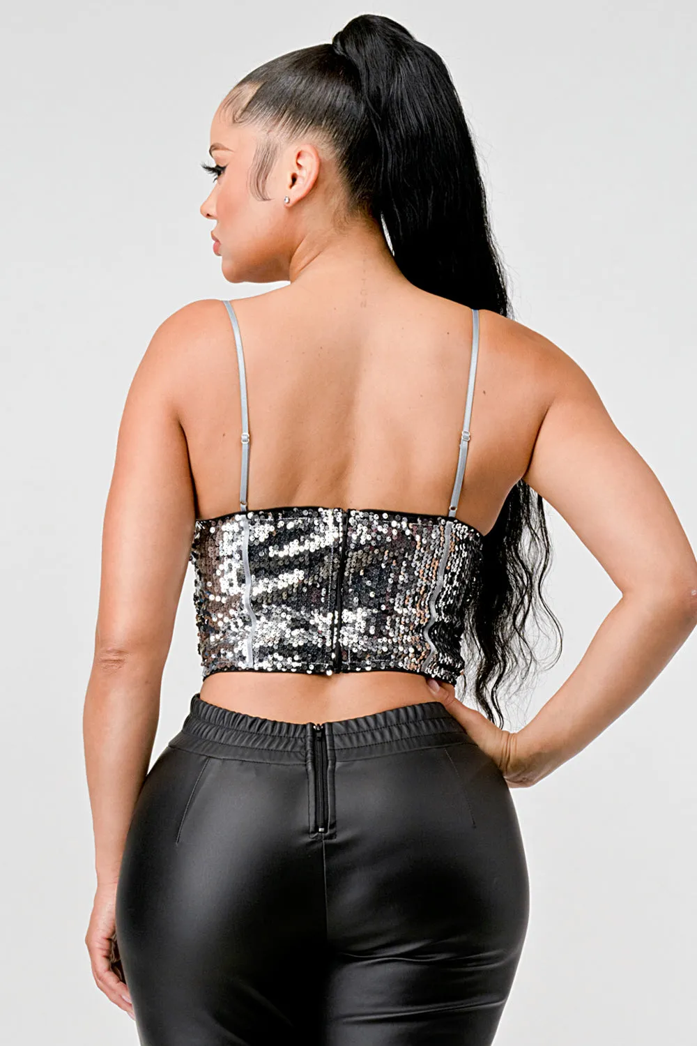 LUXE SEQUINS SWEETHEART BUSTIER CROP TOP sold by privy product image thumbnail 4