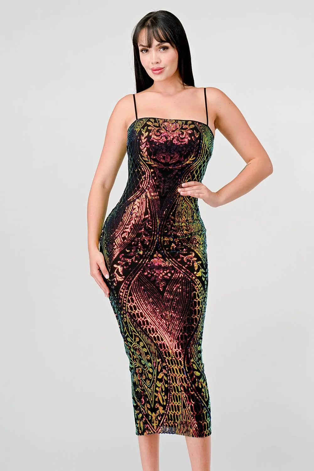 ENCHANTING PATTERN SEQUINS EMBELLISHED MIDI DRESS sold by privy product image thumbnail 4