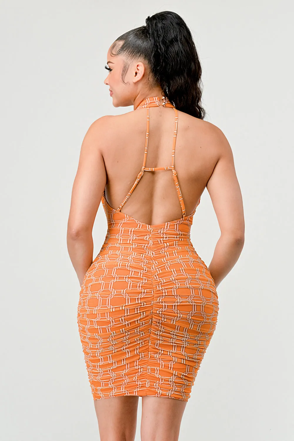 SEXY MESH HALTER NECK GOLD HOOK KEYHOLE MINI DRESS sold by privy product image thumbnail 4