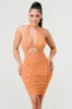 SEXY MESH HALTER NECK GOLD HOOK KEYHOLE MINI DRESS sold by privy