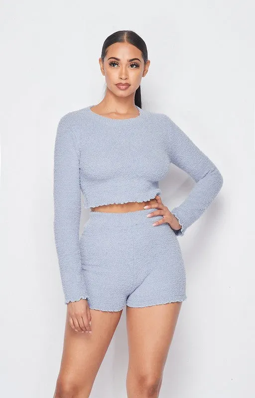 SUPER SOFT CROPPED LONG SLEEVE AND SHORTS SET sold by privy product image thumbnail 5