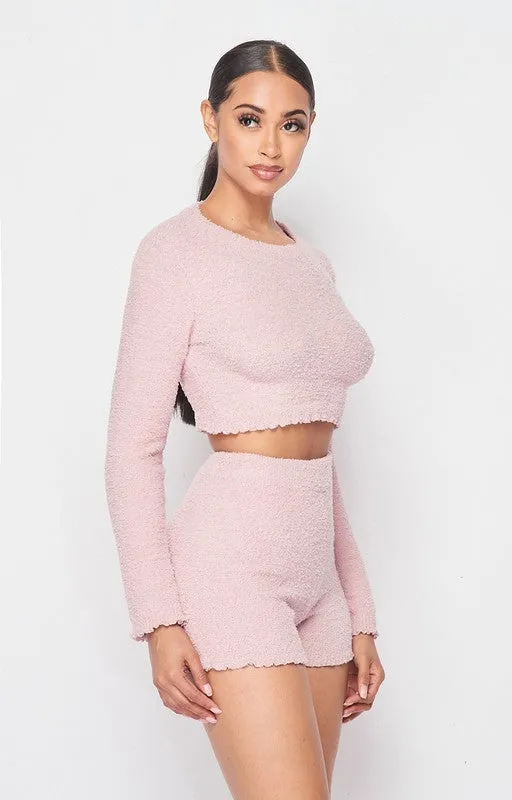 SUPER SOFT CROPPED LONG SLEEVE AND SHORTS SET sold by privy product image thumbnail 3