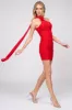 SEXY MESH ROSETTE SCARF NECK RUCHED MINI DRESS sold by privy