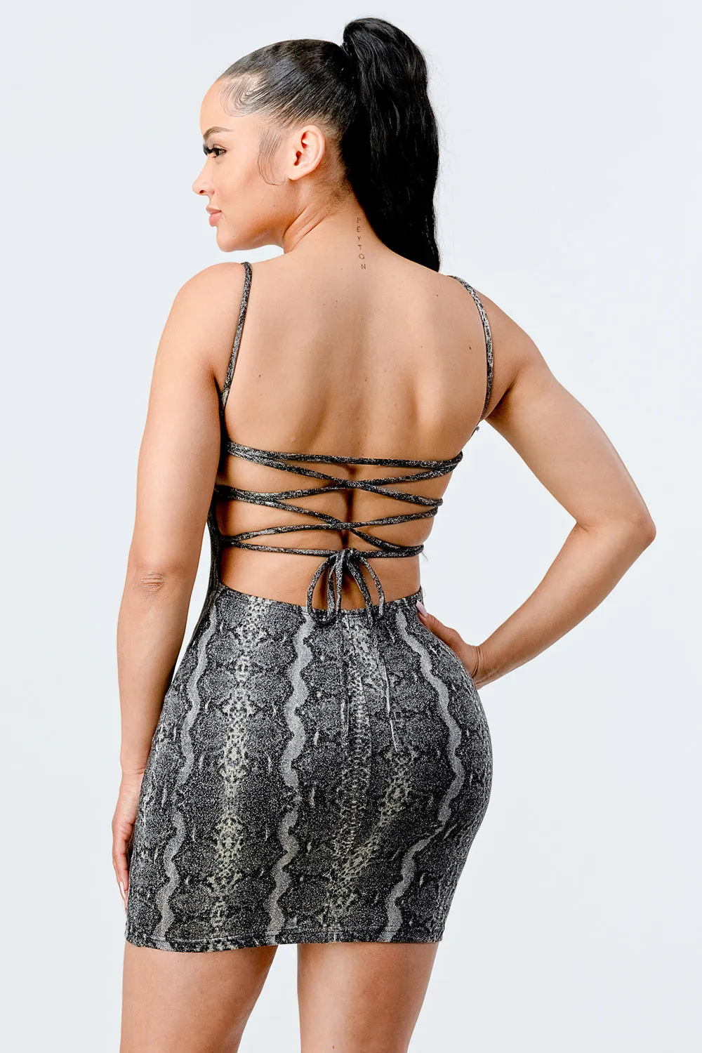 PD71714E-W / SEXY PRINT CROSSED BACK CAMI MINI DRESS sold by privy product image thumbnail 3