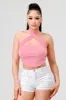LUXE NYLON PONTE HALTER NECK BACK TIE CONTRAST TOP sold by privy