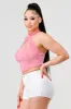 LUXE NYLON PONTE HALTER NECK BACK TIE CONTRAST TOP sold by privy
