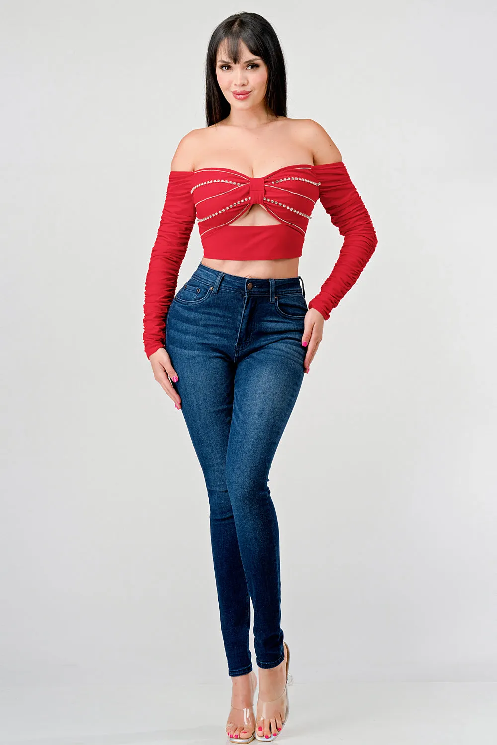 LUXE MESH RHINESTONE EMBELLISHED SWEETHEART TOP sold by privy product image thumbnail 5