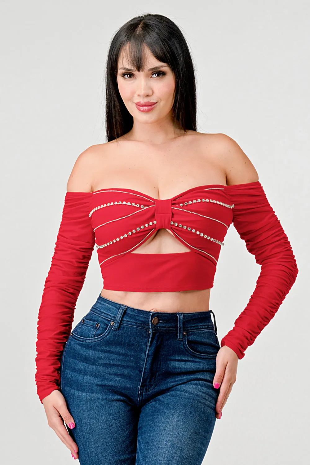 LUXE MESH RHINESTONE EMBELLISHED SWEETHEART TOP sold by privy product image thumbnail 2