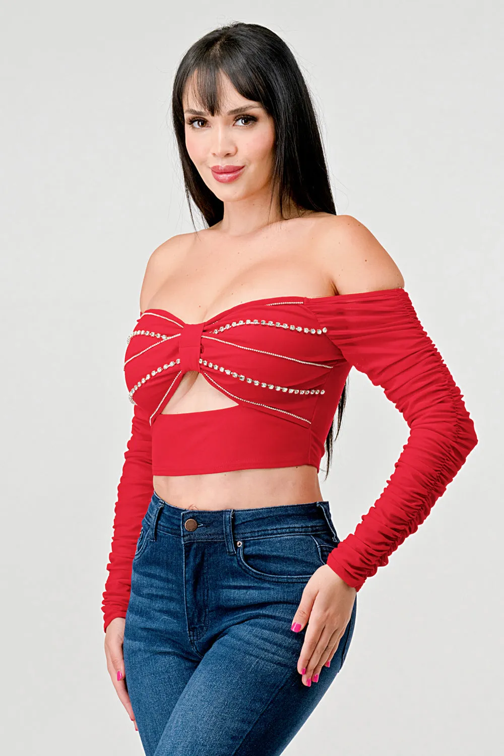 LUXE MESH RHINESTONE EMBELLISHED SWEETHEART TOP sold by privy product image thumbnail 3