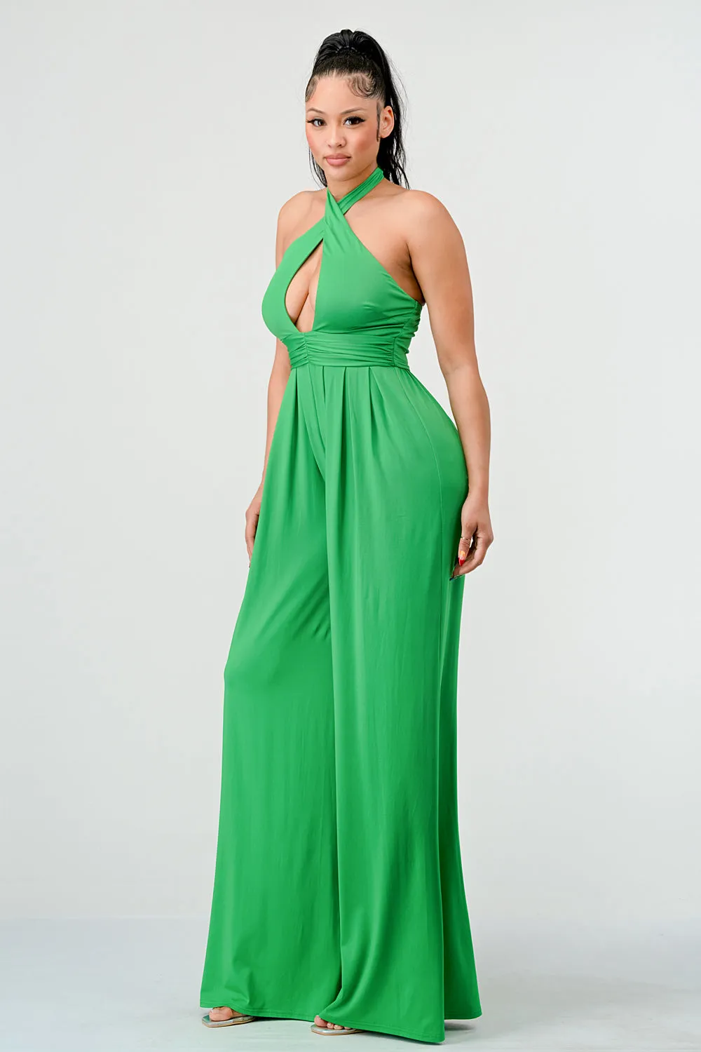 SEXY SOFT BRUSHED CROSS HALTER BODYCON JUMPSUIT sold by privy product image thumbnail 3