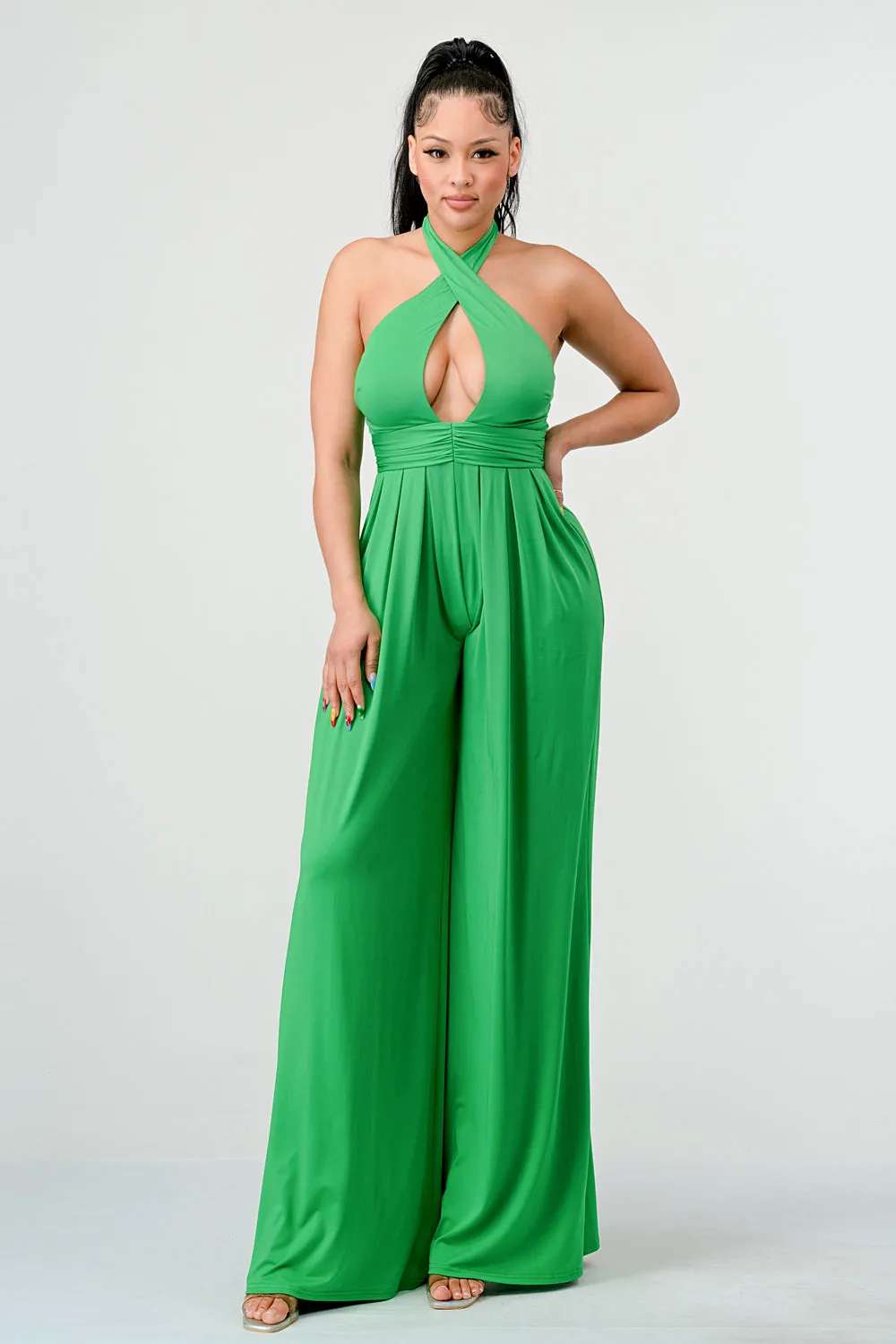 SEXY SOFT BRUSHED CROSS HALTER BODYCON JUMPSUIT sold by privy product image thumbnail 4