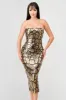 LUXE GOLD SEQUINS SLEEVELESS BODYCON MIDI DRESS sold by privy