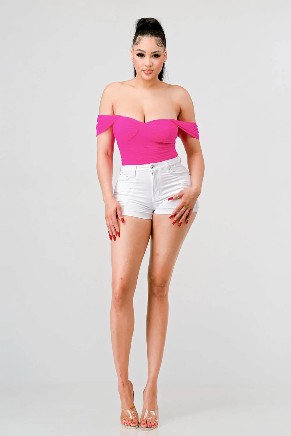 LUXE MESH OFF DROP SHOULDER SWEETHEART BODYSUIT sold by privy product image thumbnail 4