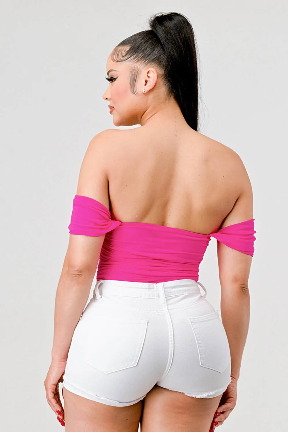 LUXE MESH OFF DROP SHOULDER SWEETHEART BODYSUIT sold by privy product image thumbnail 3