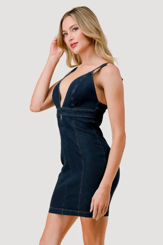 SEXY STRETCH DENIM SWEETHEART BUCKLE STRAPS DRESS sold by privy
