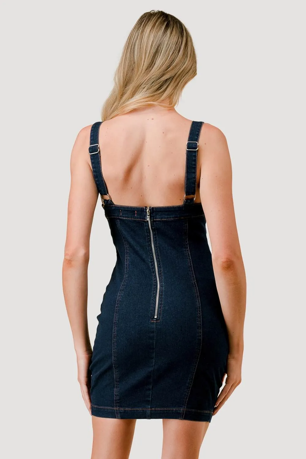 SEXY STRETCH DENIM SWEETHEART BUCKLE STRAPS DRESS sold by privy product image thumbnail 3