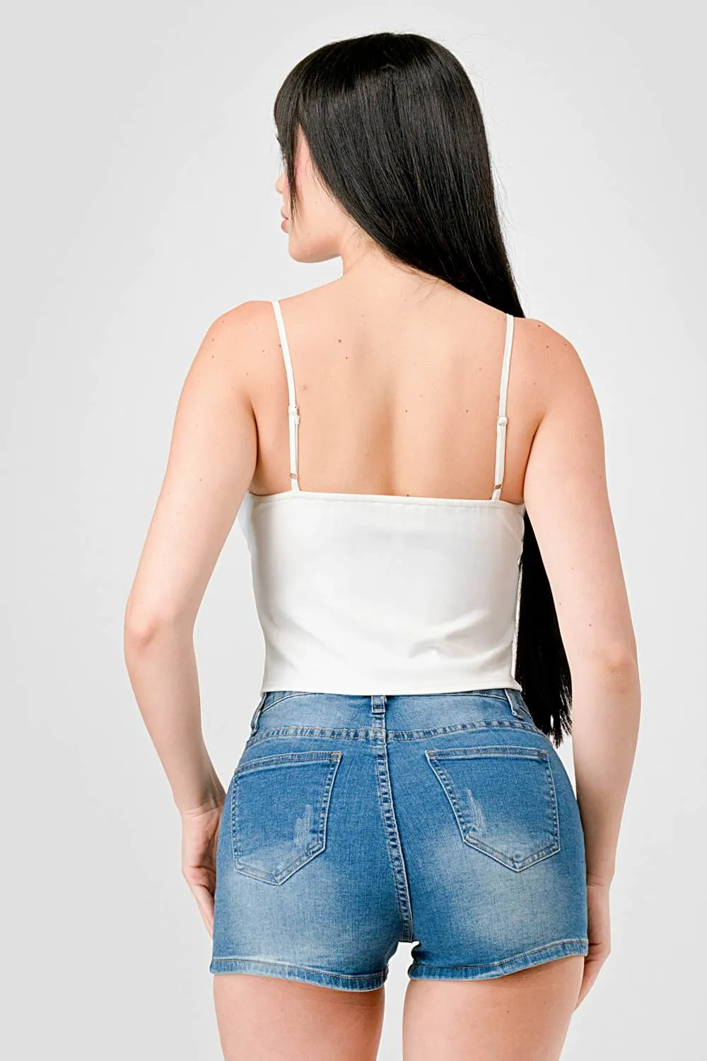 LACE TRIM SWEETHEART DRAWSTRING BOW TIE CAMI TOP sold by privy product image thumbnail 4