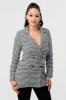 HOUNDSTOOTH DOUBLE BUTTONS BLAZER JACKETS sold by privy
