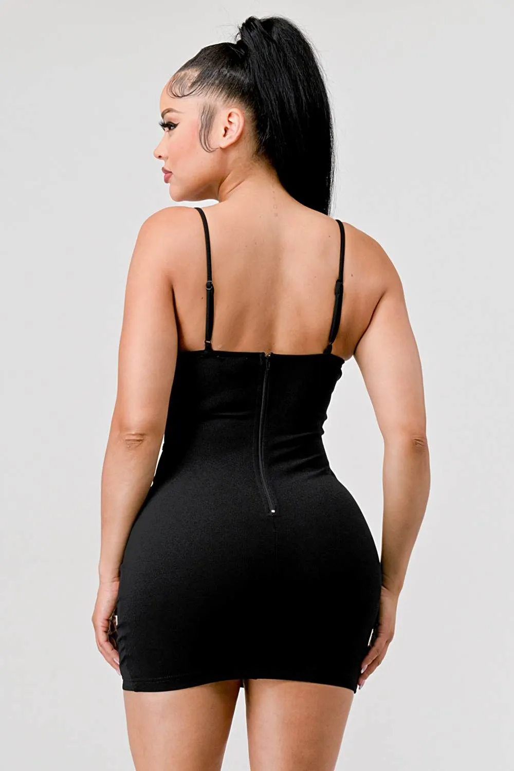 SEXY CREPE NUDE ILLUSION SIDE PANELS MINI DRESS sold by privy product image thumbnail 3