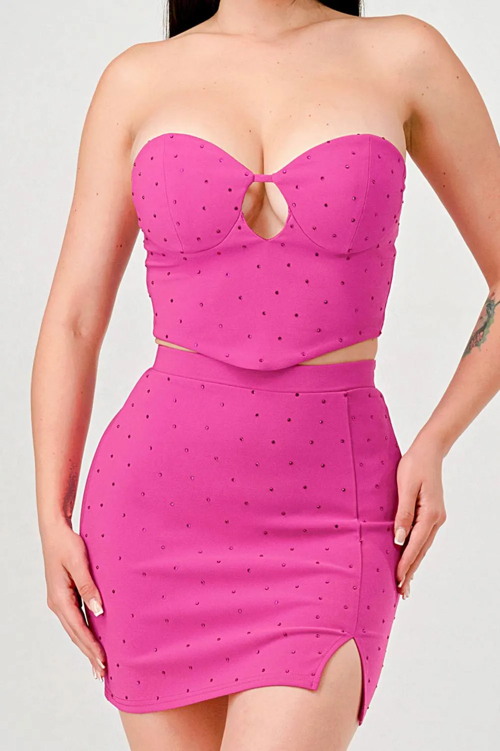 SEXY RHINESTONE HOTFIXS BUSTIER TOP & SKIRT SETS sold by privy product image thumbnail 5