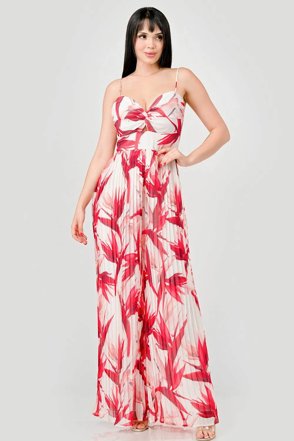 TROPICAL PRINT TEXTURED CHIFFON SMOCKED JUMPSUIT sold by privy product image thumbnail 4