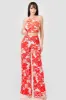 TROPICAL ITY PRINT HALTER CROPPED TOP & PANTS SET sold by privy