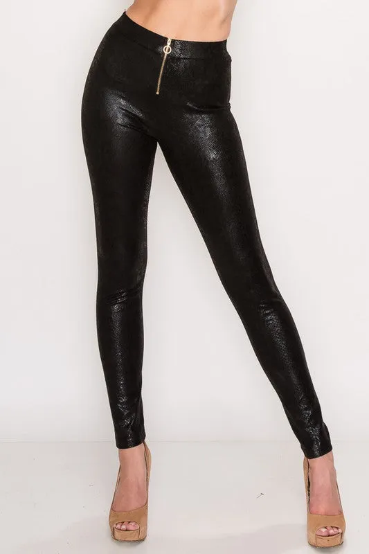 FAUX LEATHER SNAKE PRINT PANTS sold by privy