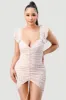 PD76100K-W / GINGHAM SMOCKED BACK CHIFFON RUCHED MINI DRESS sold by privy