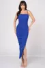 LUX RUCHED MESH LAYER SIDE OPEN SLITTED MIDI DRESS sold by privy