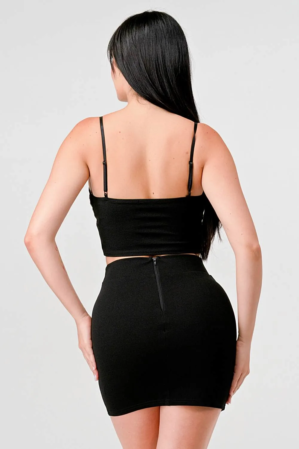 CREPE RHINETSTONE EMBELLISH TOP & MINI SKIRT SET sold by privy product image thumbnail 3