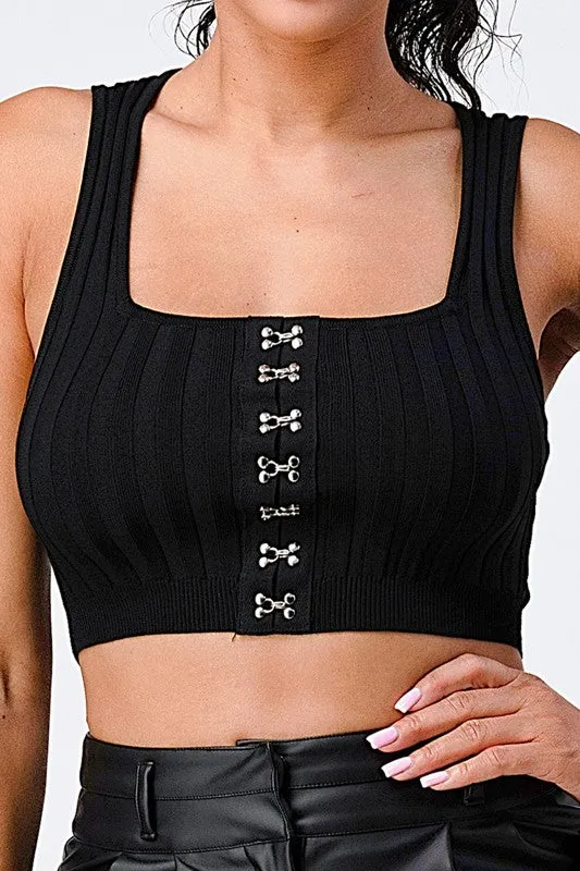RIBBED FRONT CLASP DETAIL CROPPED TANK sold by privy product image thumbnail 5